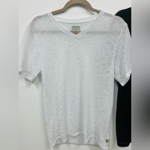 GUESS Men's V-Neck Tee Bundle - Set of 2 (Black & White) Size M - Picture 2 of 13